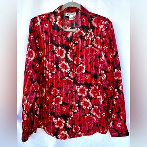 Yves St. Clair Floral Print Blouse Top Size 14 Vintage Multicolored Polyester